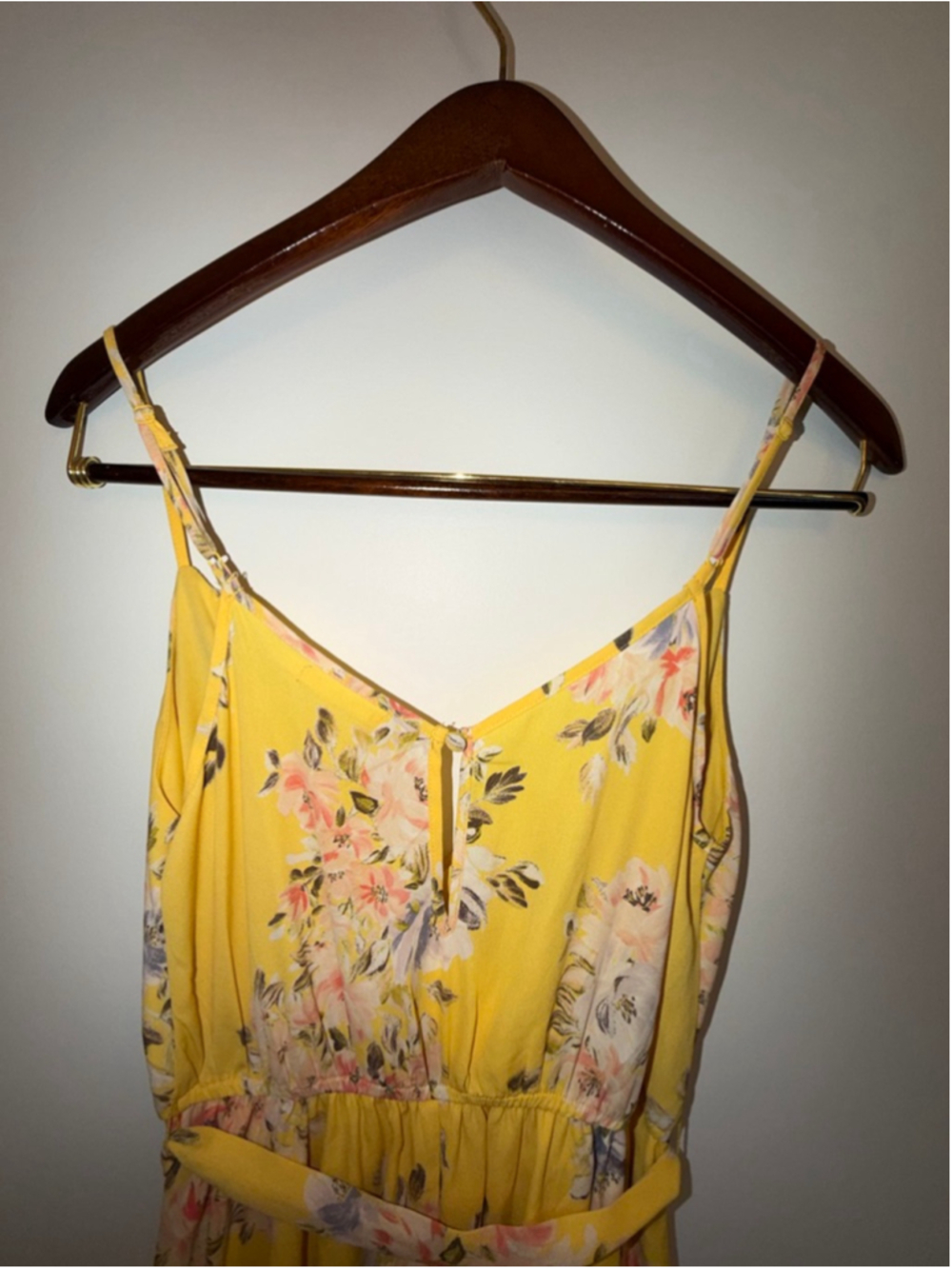 Francesca Mi Ami S Yellow Floral Chiffon Sheer Midi Dress Women Sundress Garden - Picture 9 of 11